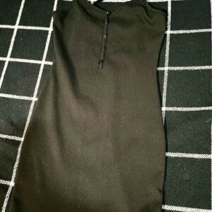 Black Sheath Midi Dress with Mock Neck